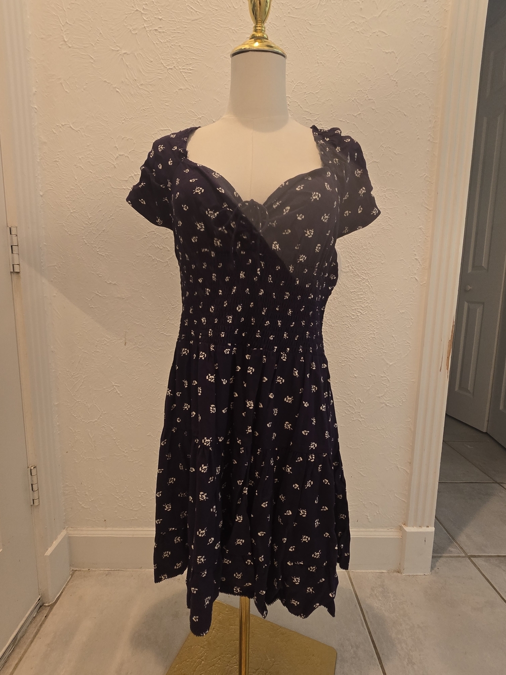 Cleobella Floral Tie Front Smocked Mini Dress Size L